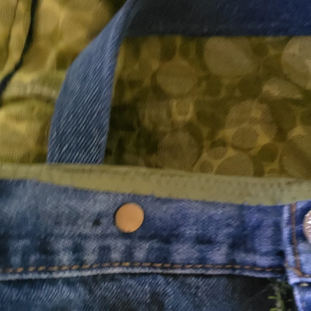 HAND CRAFTED Possible Bag UPCYCLED Blue Denim Jean Crochet Floral 29 X17 Inch - Picture 12 of 15